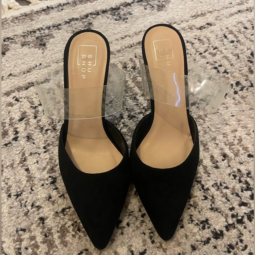 Vici Dolls Suede Clear Strap Heels